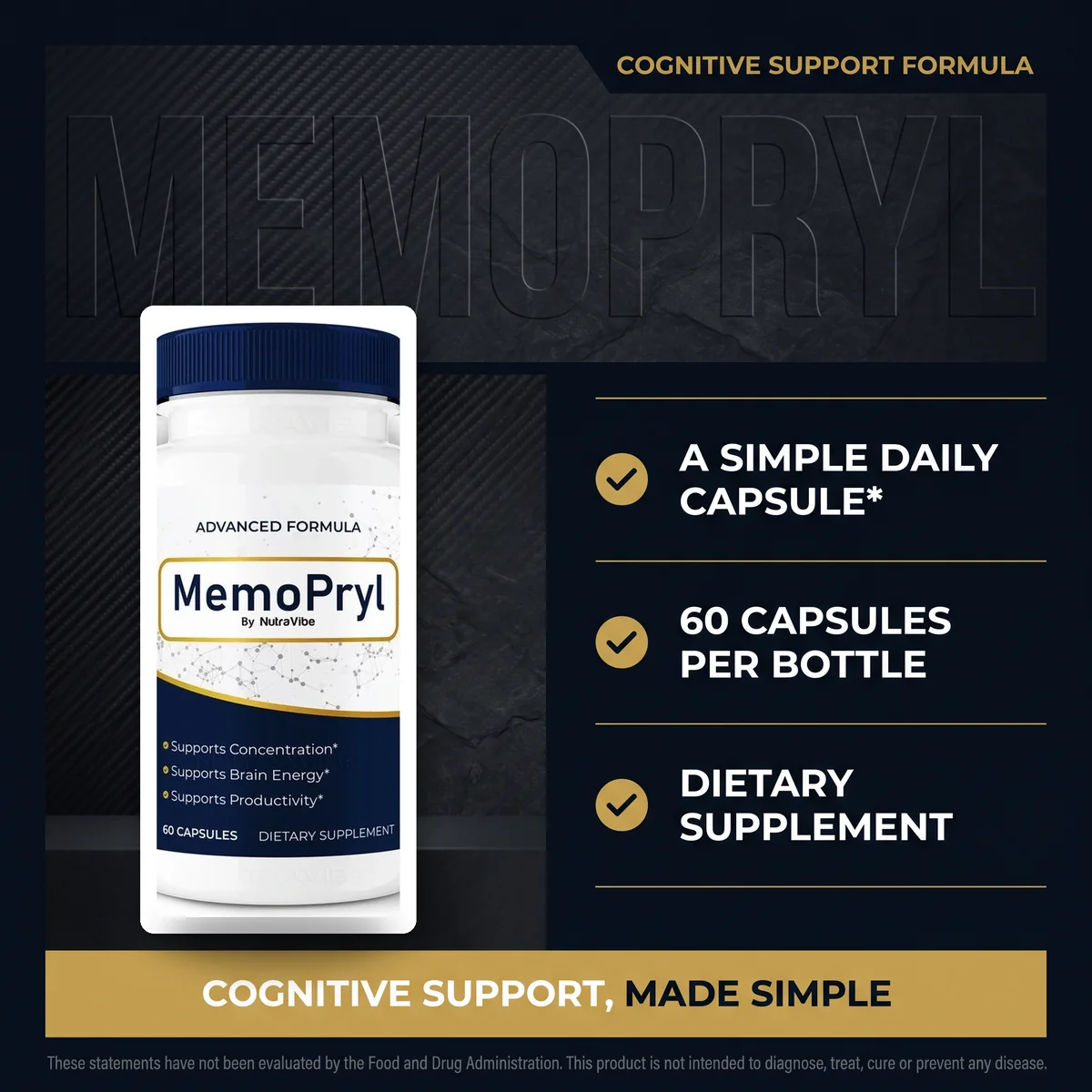 Why MemoPryl: a simple daily capsule with 60 capsules per bottle